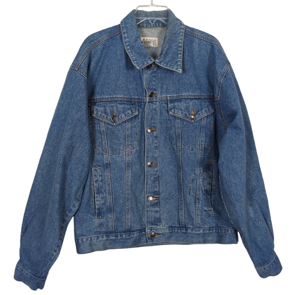 Vintage Midwest Traders mens long sleeve 4 pocket‎ denim jacket sz XL